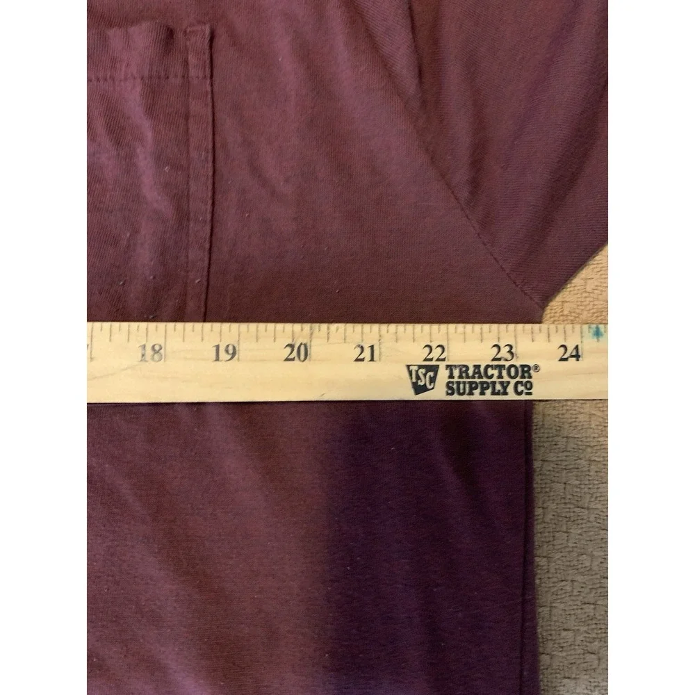 Mens Large  ARIAT Rebar Burgundy Pocket‎ Tshirt Short Sleeve - Picture 4 of 6
